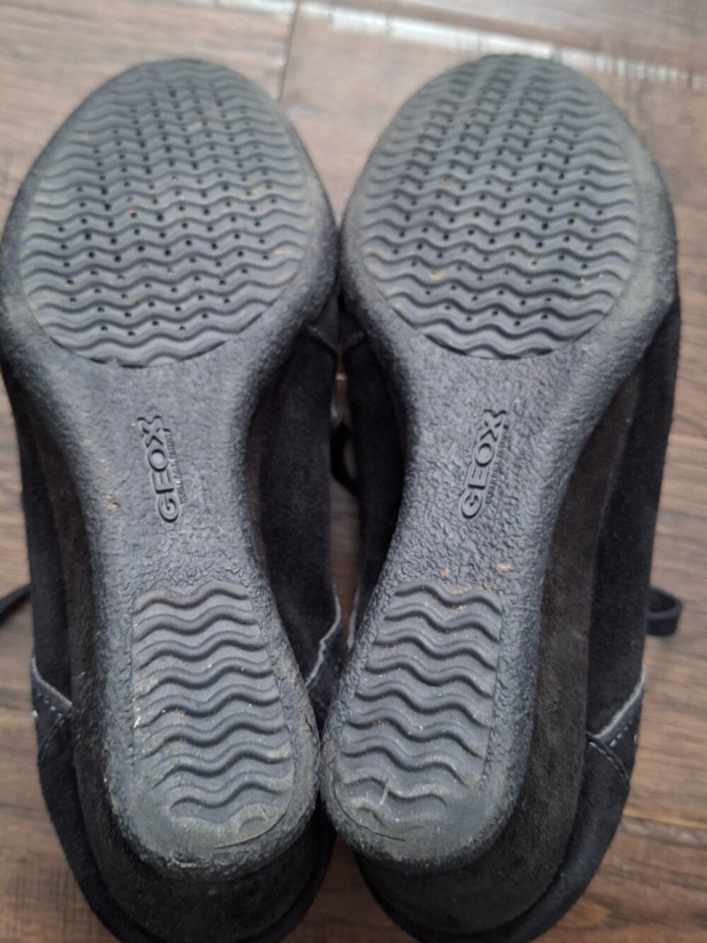 Geox Black Suede Wedge Ankle Boots - Picture 5 of 7
